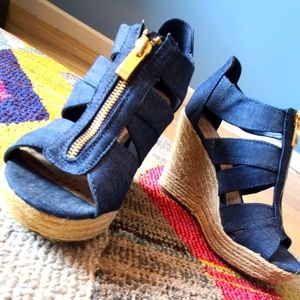 Merona Denim 4" Wedge Espadrille Sandals 8.5